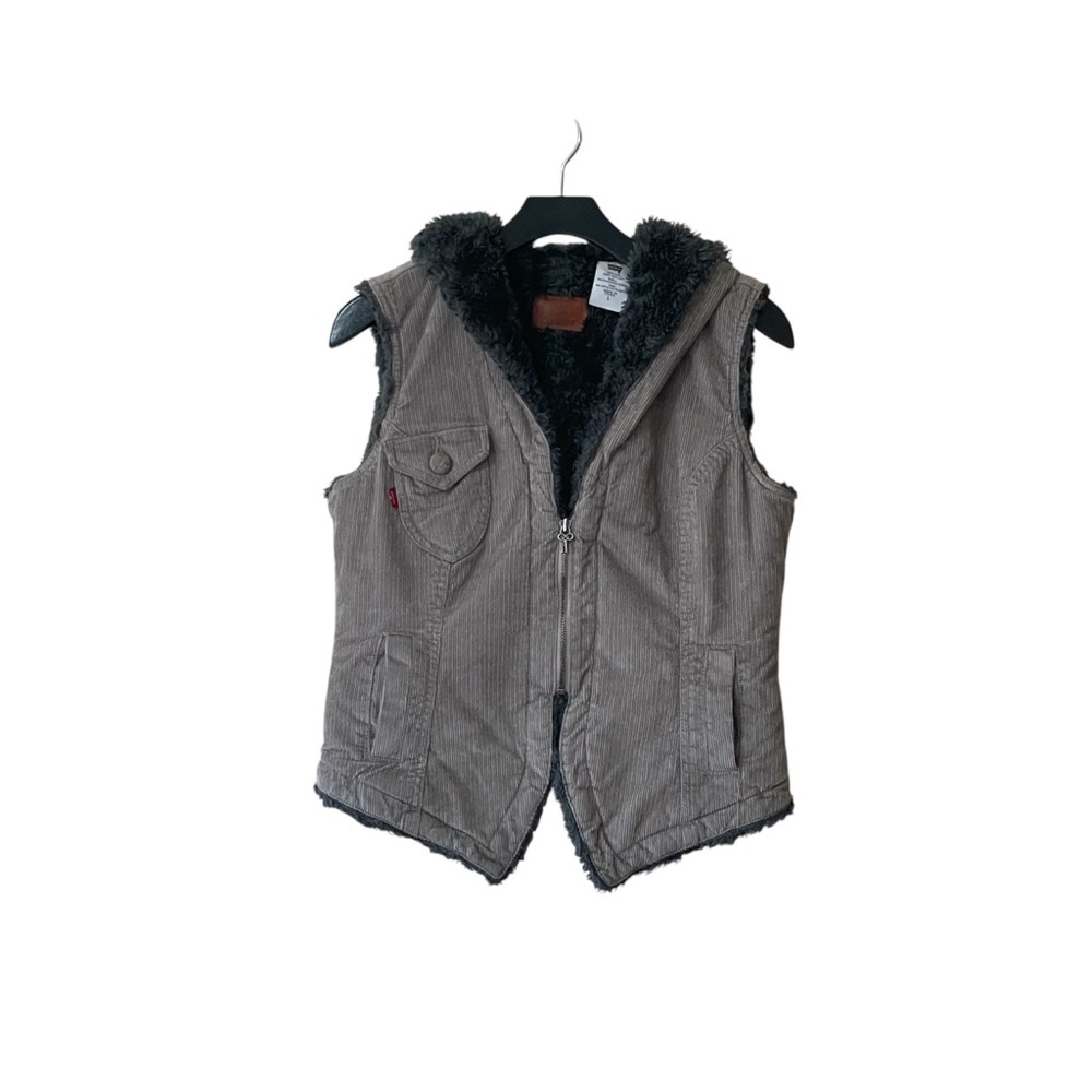 Levi’s Faux‎ Fur Corduroy Hooded Zip-Up Vest